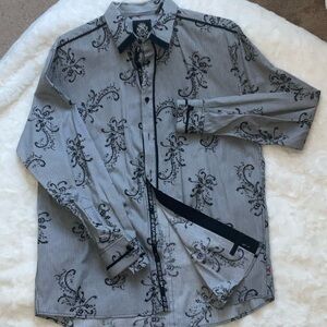 English Laundry Black and Gray Paisley Shirt